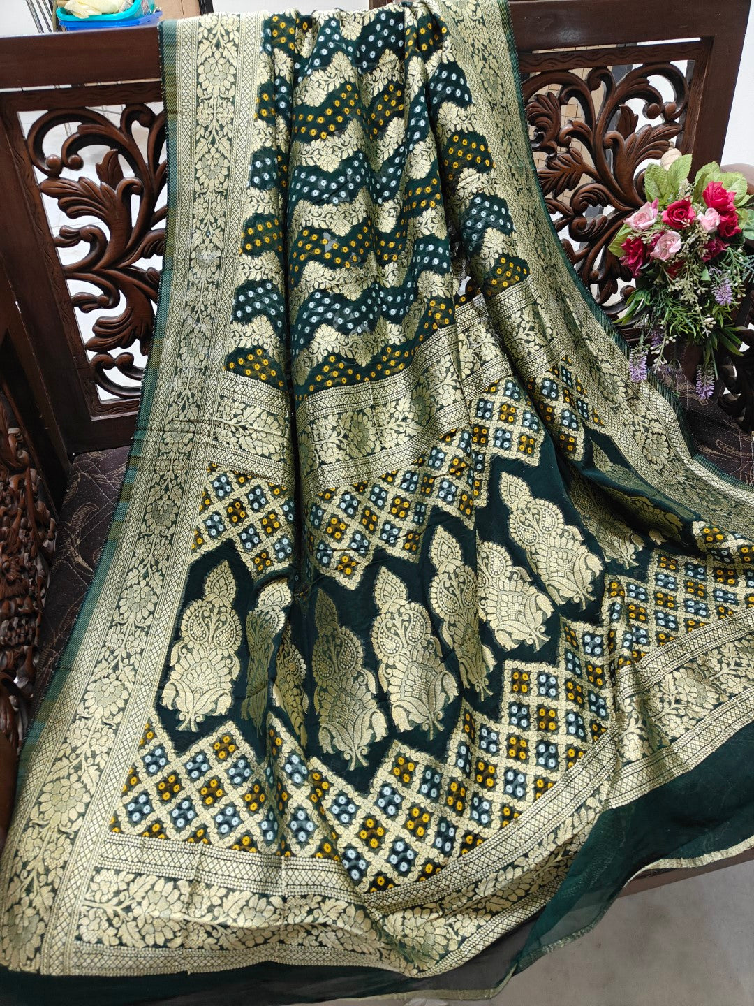 Pure Georgette Dupatta. Green Bridal Dupatta