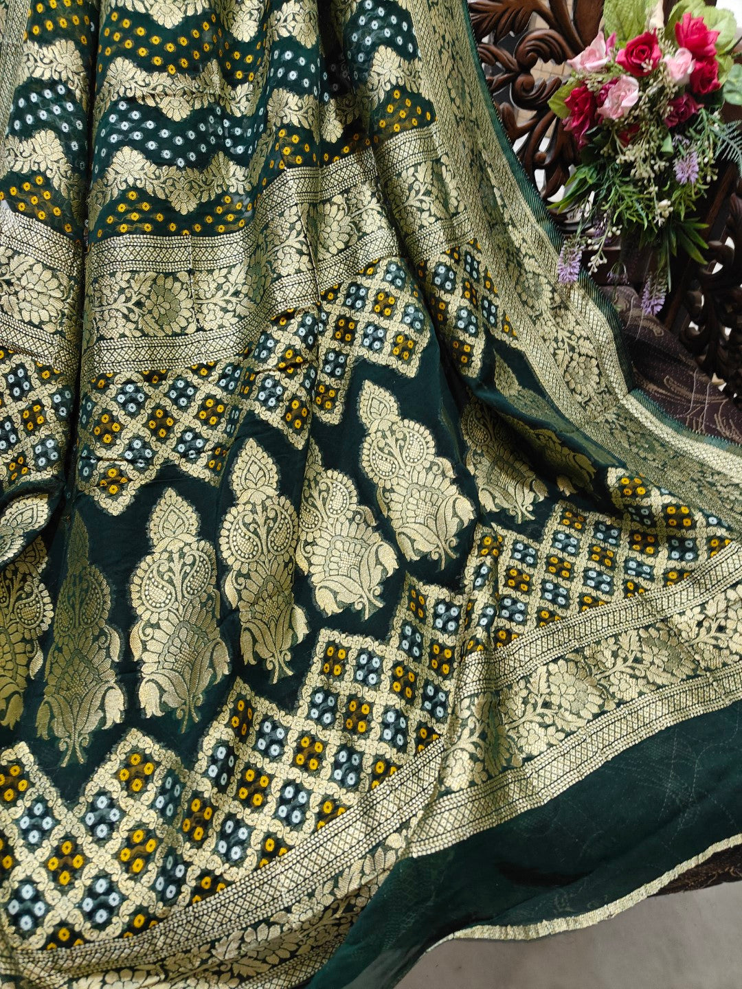 Pure Georgette Dupatta. Green Bridal Dupatta