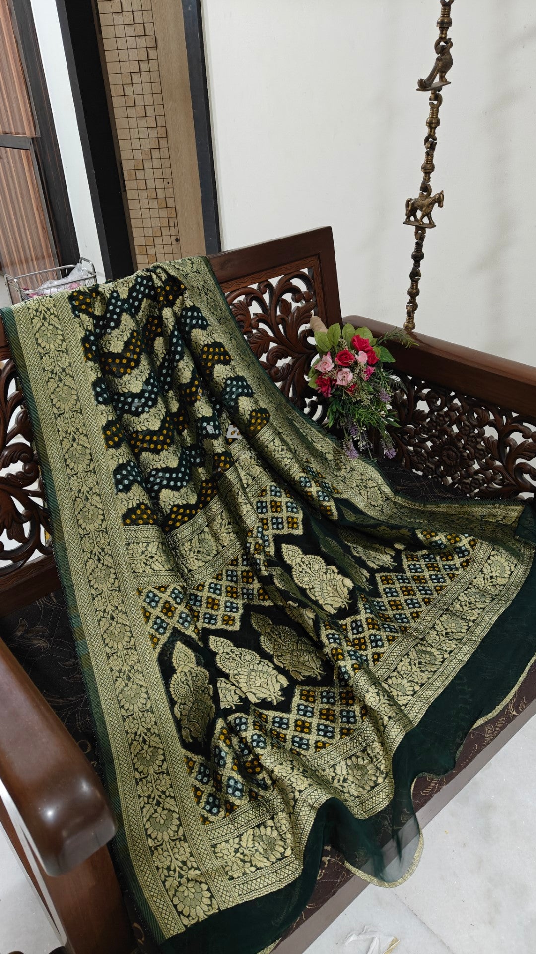 Pure Georgette Dupatta. Green Bridal Dupatta