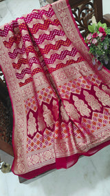 Pure Georgette Dupatta. Hot Pink Bridal Dupatta