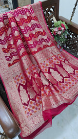 Pure Georgette Dupatta. Hot Pink Bridal Dupatta