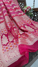 Pure Georgette Dupatta. Hot Pink Bridal Dupatta