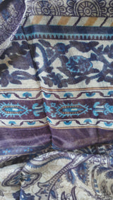 Cotton Printed Dress material Beige Bule