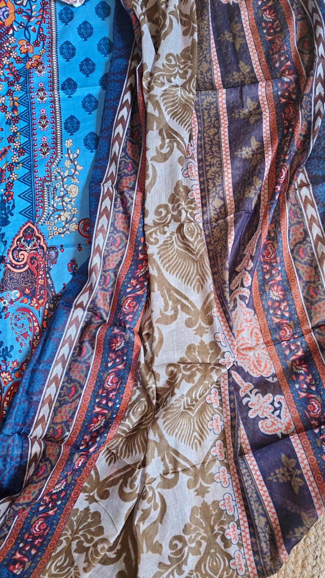 Blue Cotton Printed Dress material