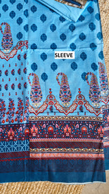 Blue Cotton Printed Dress material