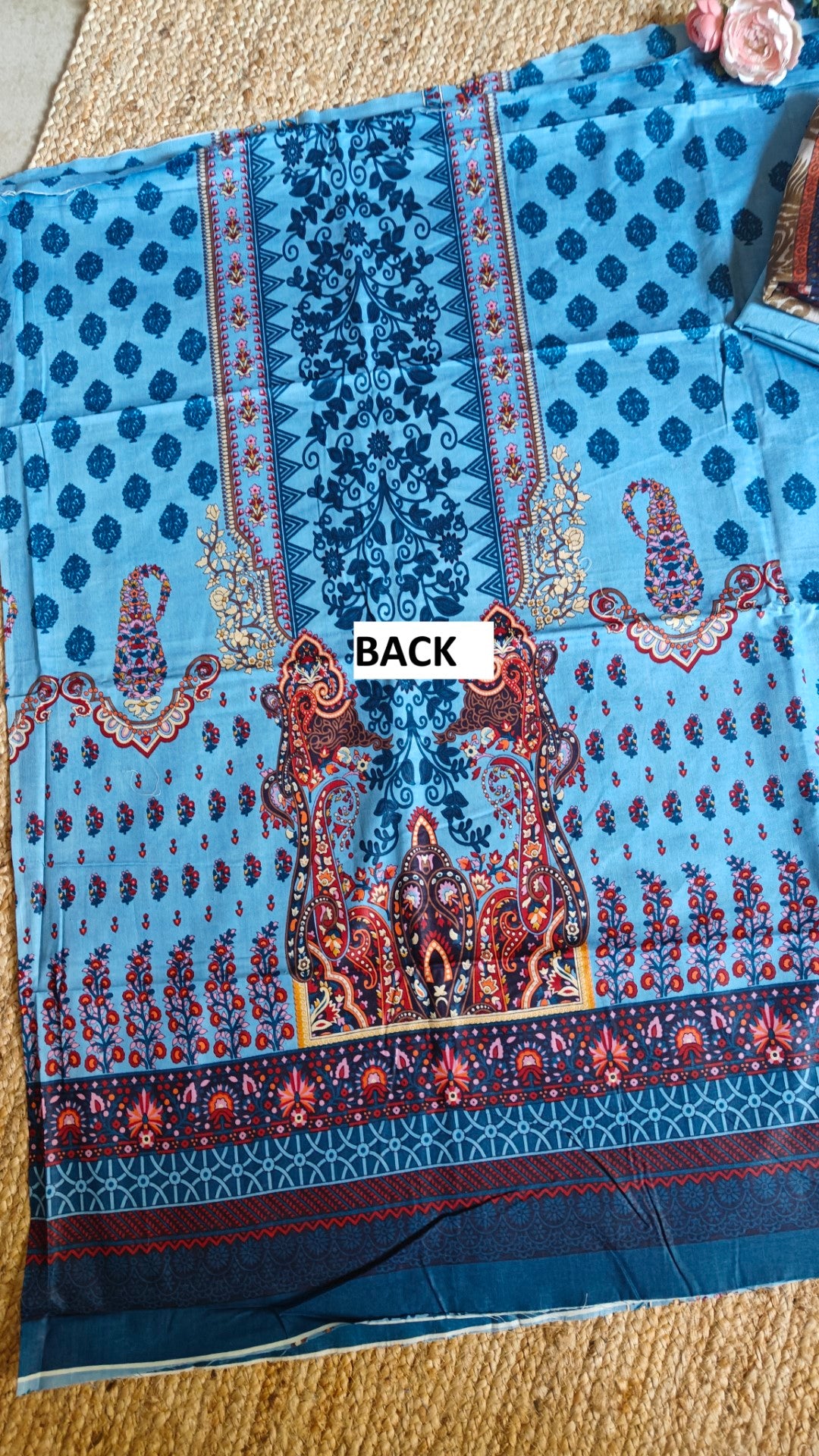 Blue Cotton Printed Dress material