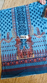 Blue Cotton Printed Dress material