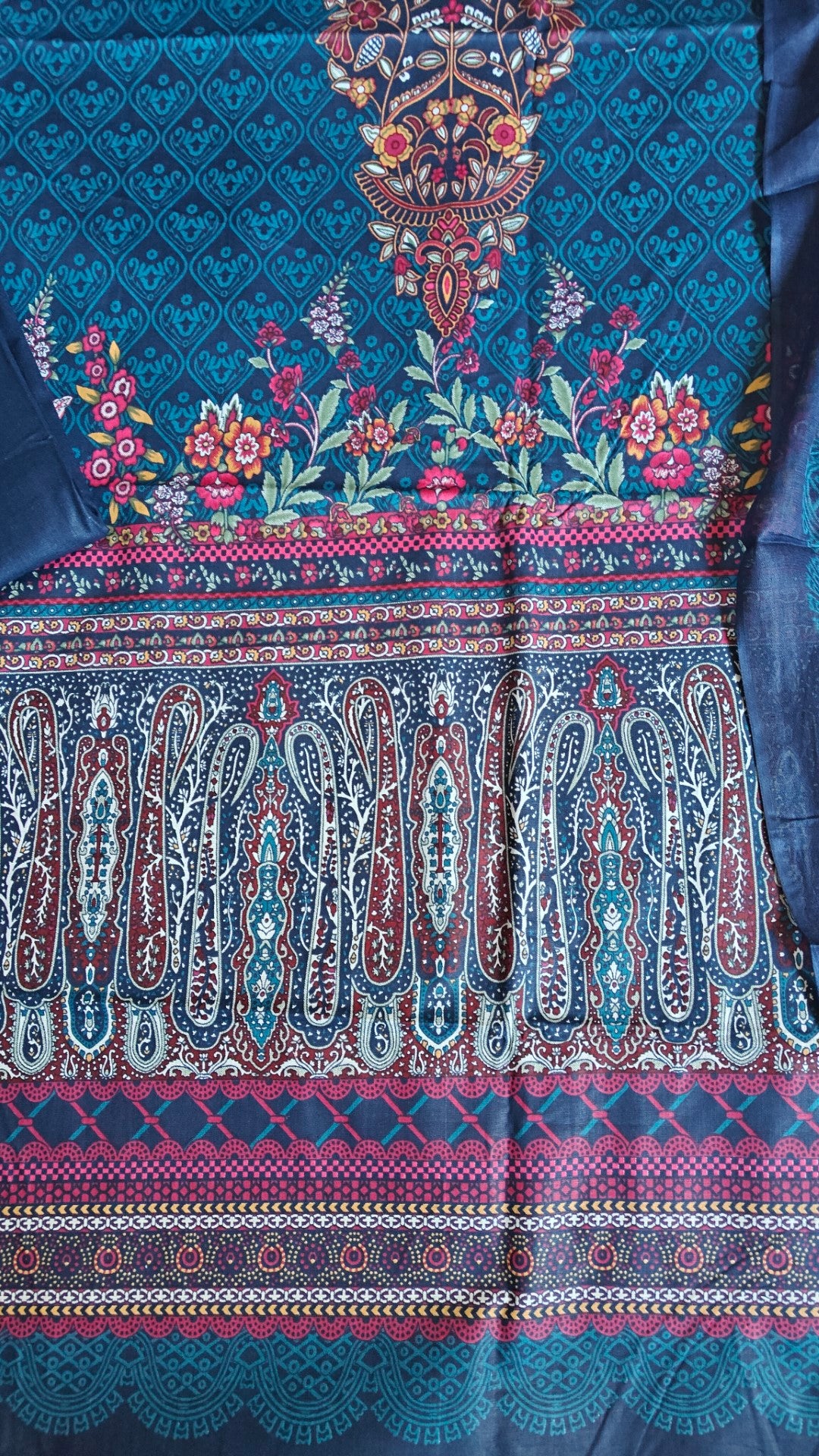 Printed Cotton Blue Dress Material