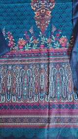 Printed Cotton Blue Dress Material