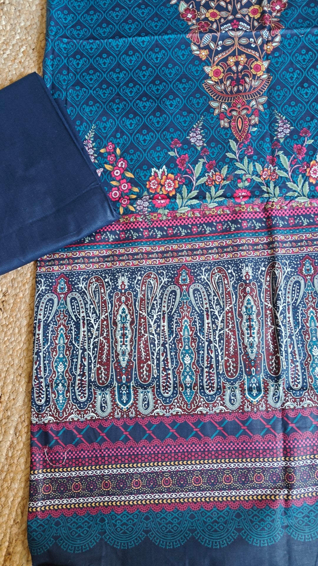 Printed Cotton Blue Dress Material