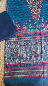 Printed Cotton Blue Dress Material