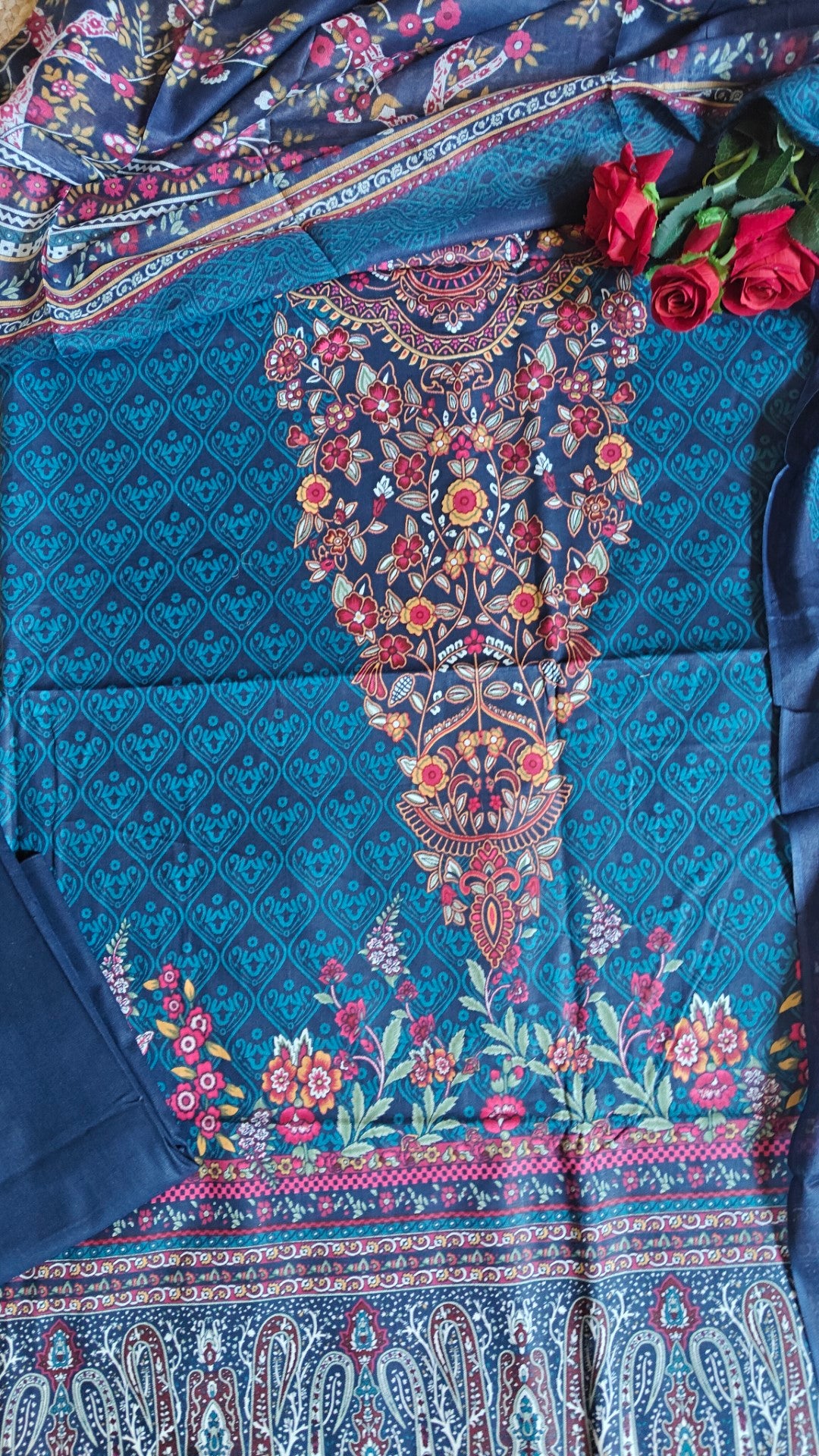 Printed Cotton Blue Dress Material