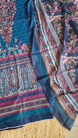 Printed Cotton Blue Dress Material