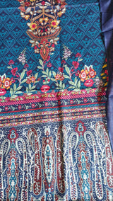 Printed Cotton Blue Dress Material