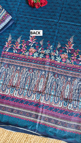 Printed Cotton Blue Dress Material