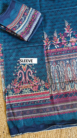 Printed Cotton Blue Dress Material