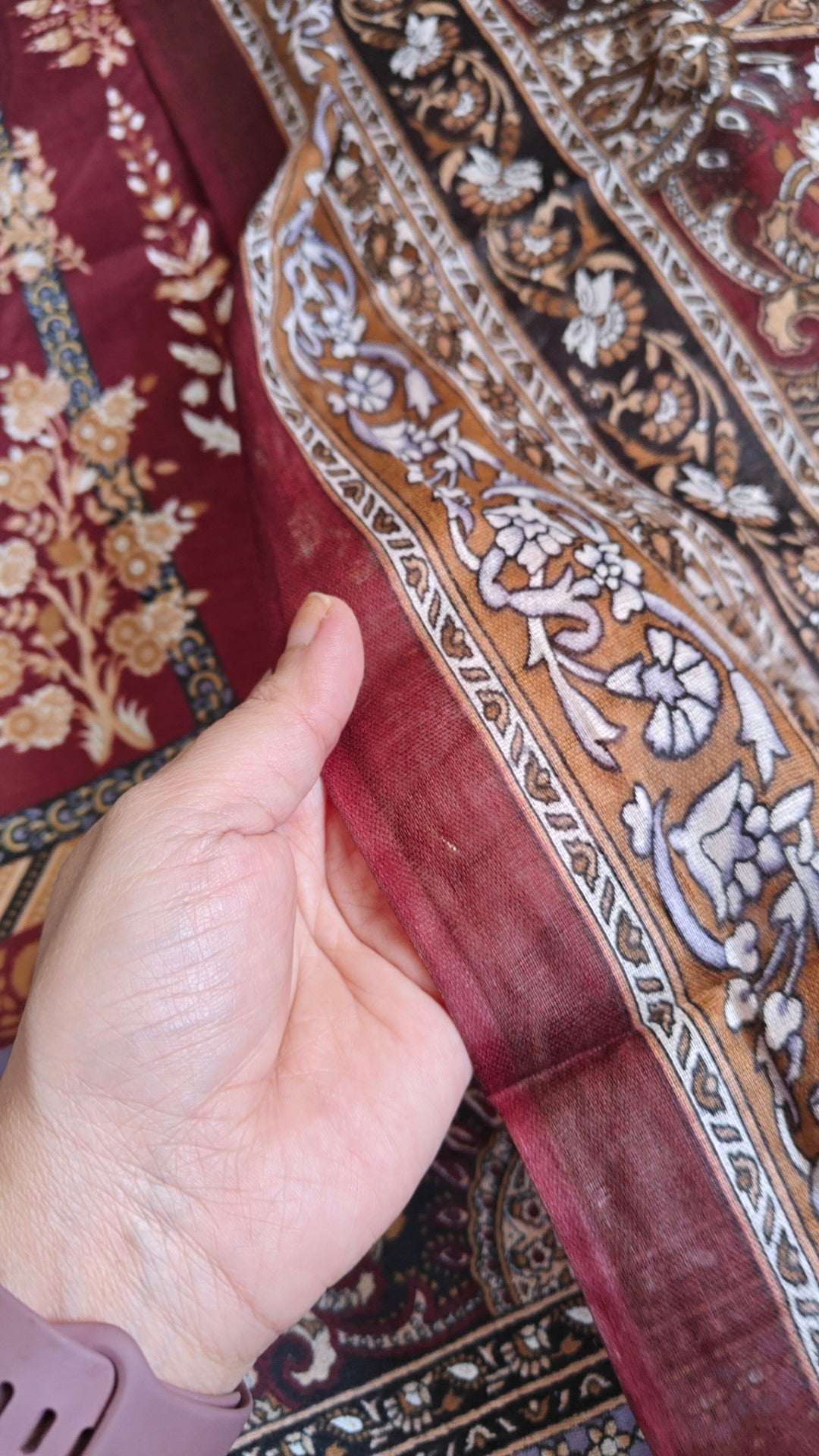 Maroon Mustard Cotton Printed Dress material.