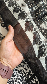 Black white Cotton Printed Dress material.