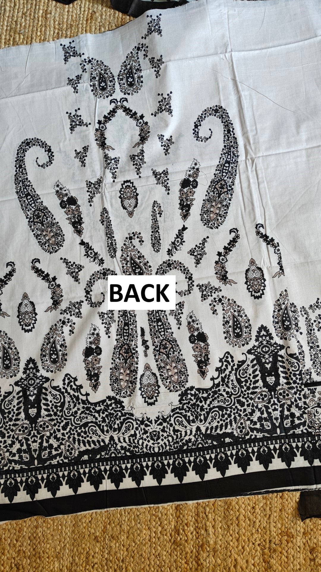 Black white Cotton Printed Dress material.