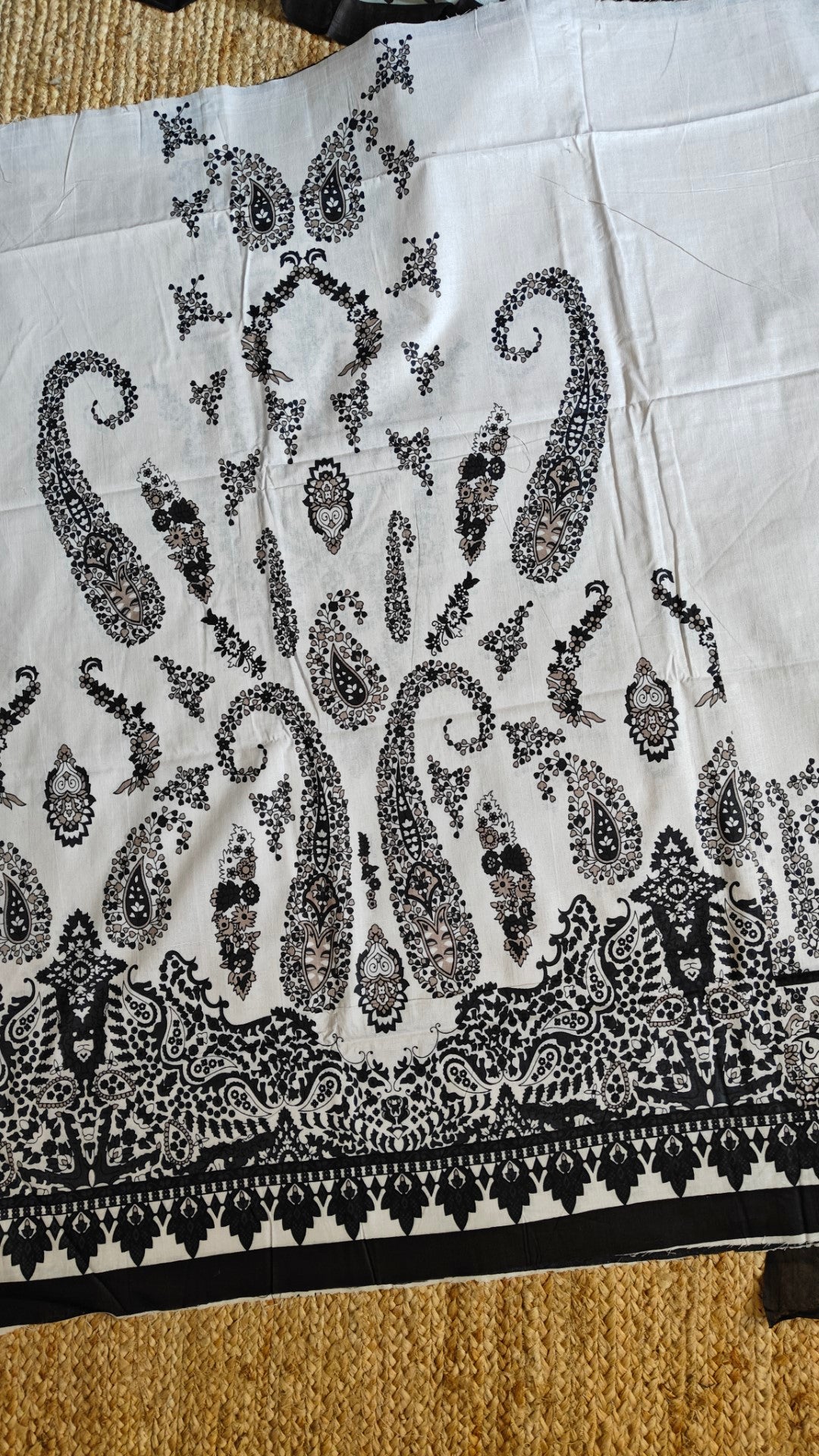 Black white Cotton Printed Dress material.