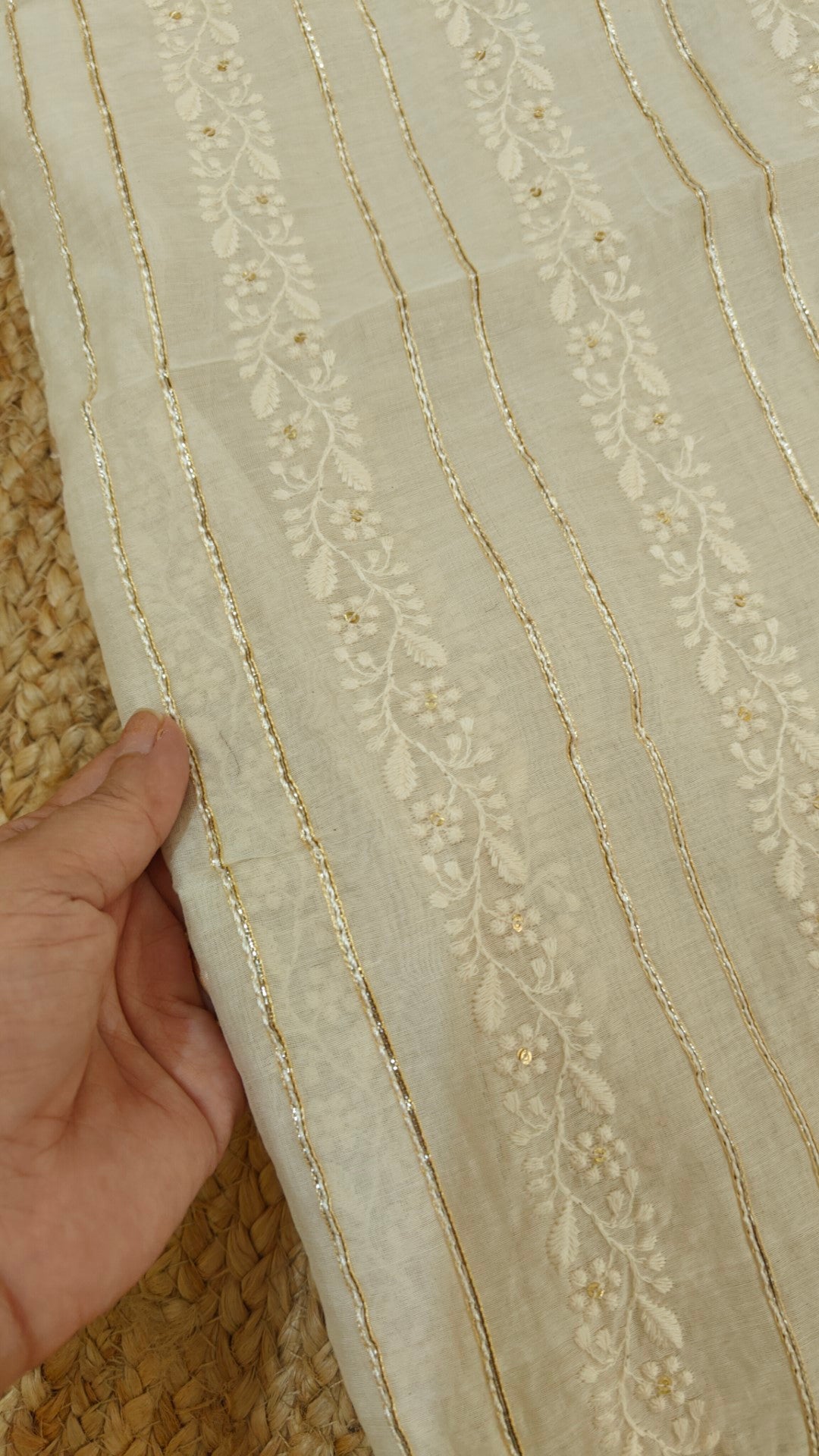 Pure Maheshwari Kurta with cotton gotta embroidery dupatta dress material