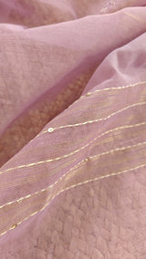 Linen Jamdani with French Knot embroidery dress material