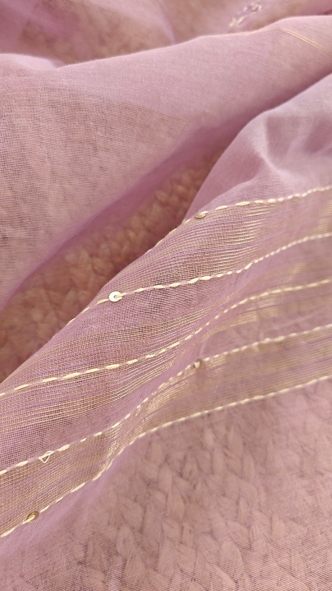 Linen Jamdani with French Knot embroidery dress material