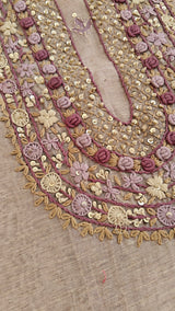 Linen Jamdani with French Knot embroidery dress material