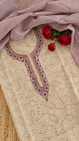 Woven Jamdani handwork on linen fabric Dress material.