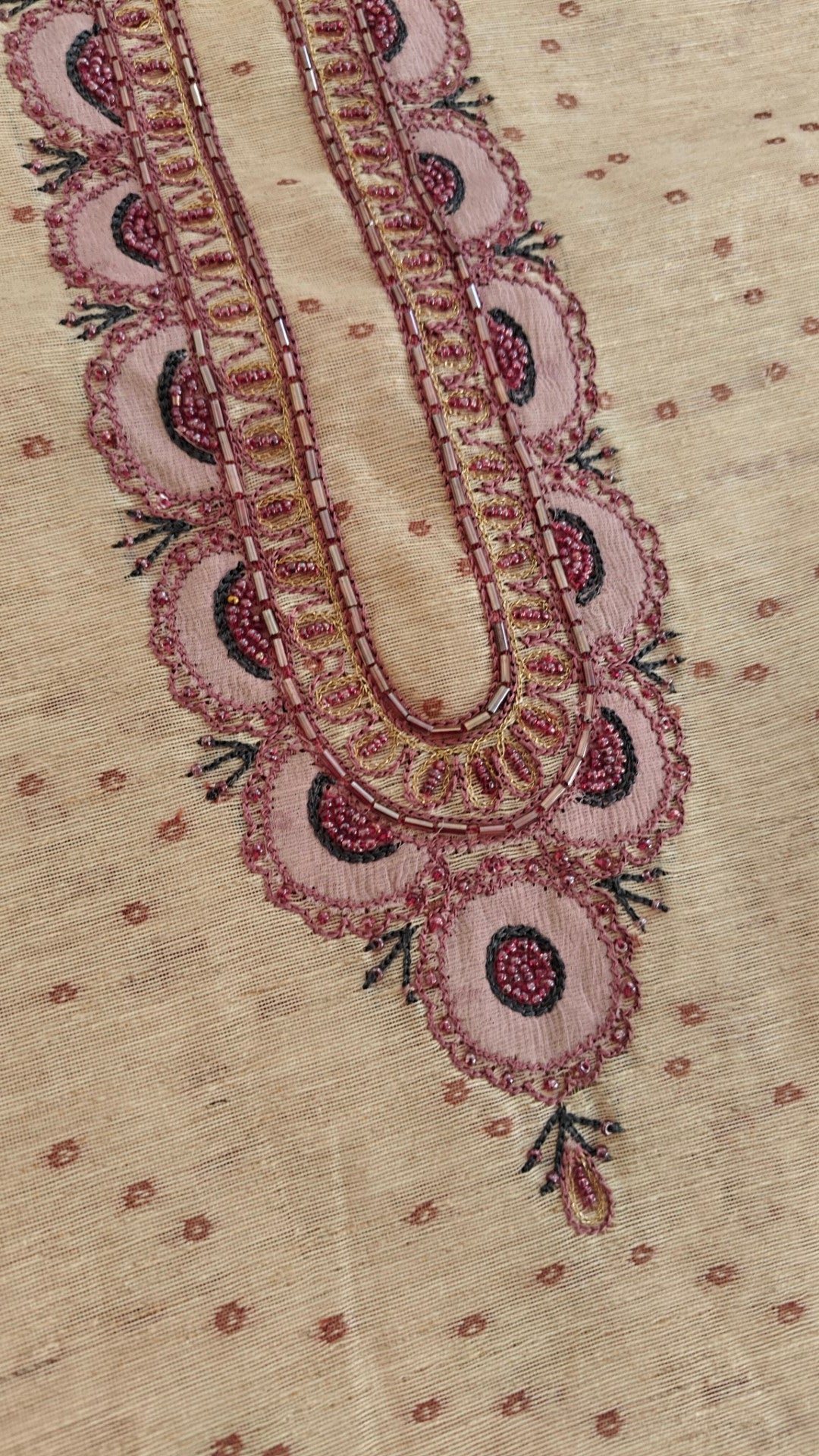 Woven Jamdani handwork on linen fabric Dress material.