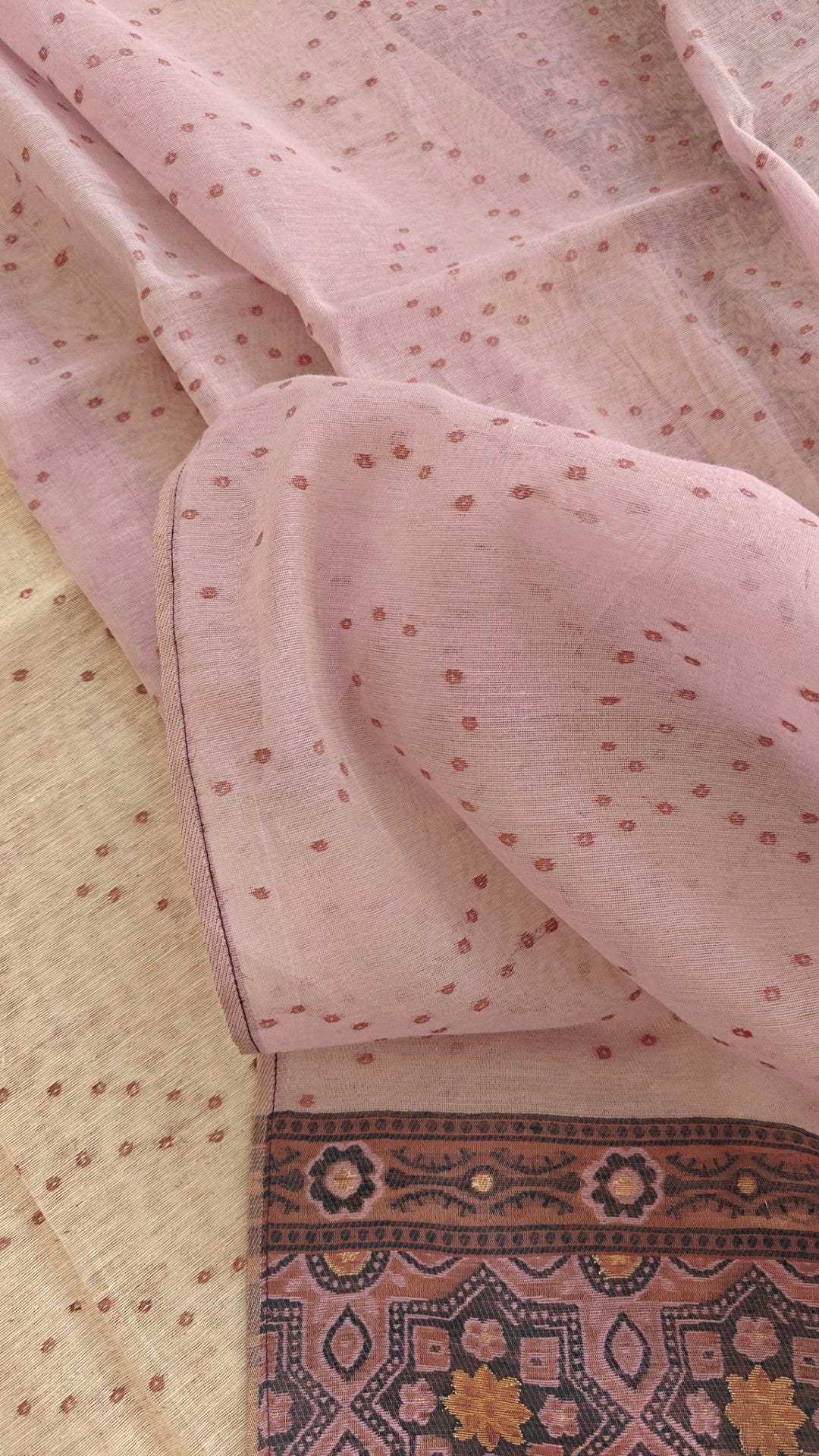 Woven Jamdani handwork on linen fabric Dress material.