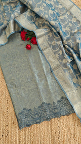 Blue tissue with cutwork and scallop embroidery