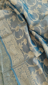 Blue tissue with cutwork and scallop embroidery