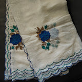 Blue Floral Pure Maheshwari with scallop border Dupatta