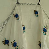 Blue Floral Pure Maheshwari with scallop border Dupatta