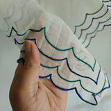 Blue Floral Pure Maheshwari with scallop border Dupatta