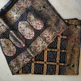 Silk Jacquard Black dupatta bandhani print
