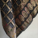 Silk Jacquard Black dupatta bandhani print