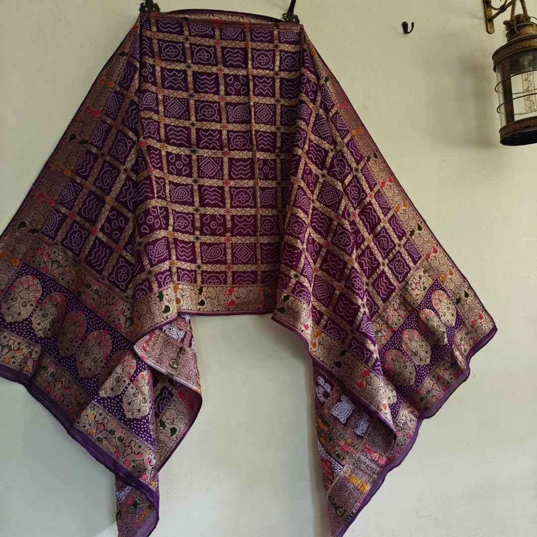 Silk Jacquard Purple dupatta
