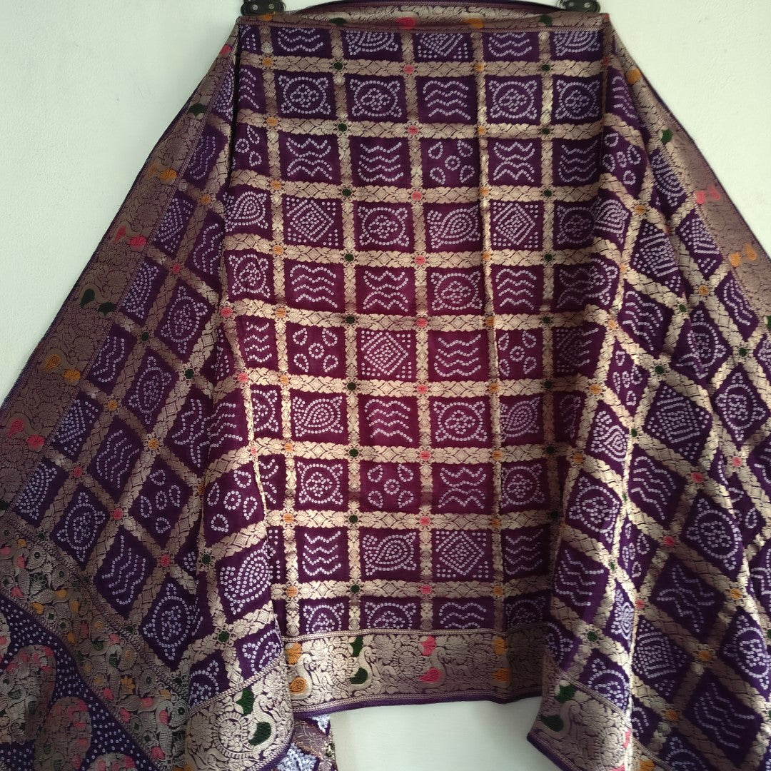 Silk Jacquard Purple dupatta