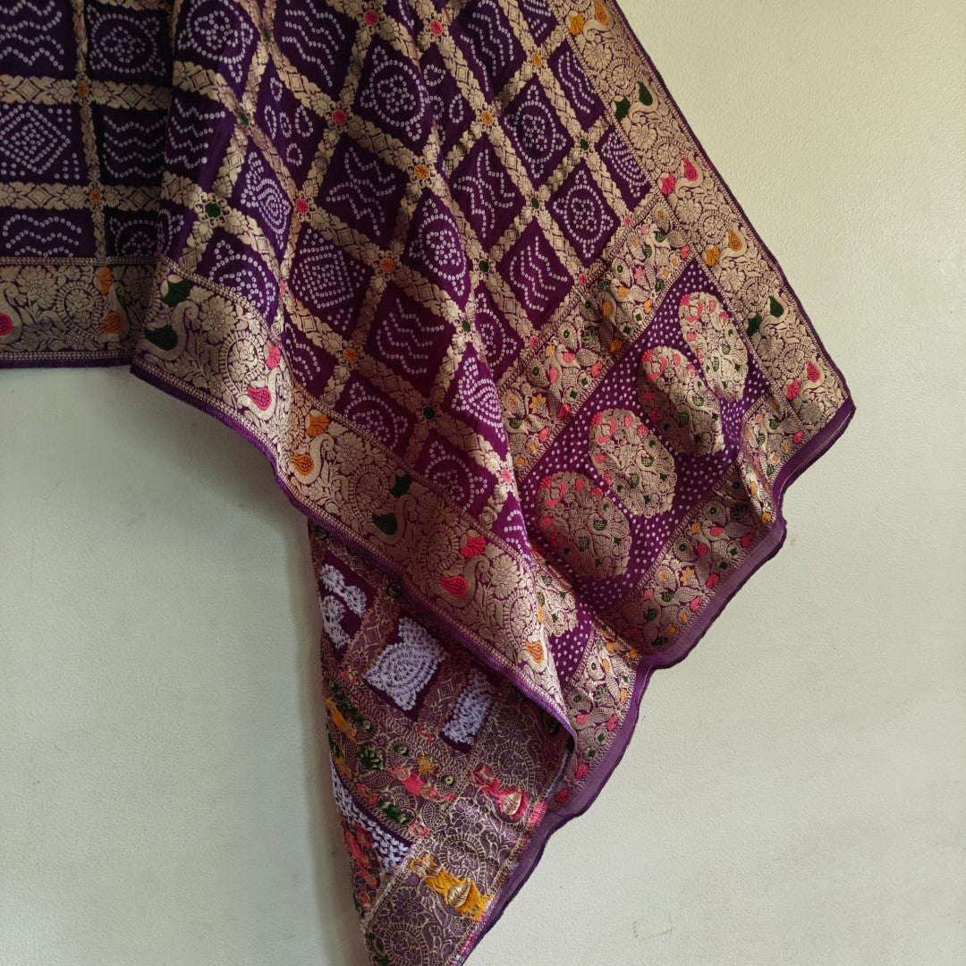 Silk Jacquard Purple dupatta