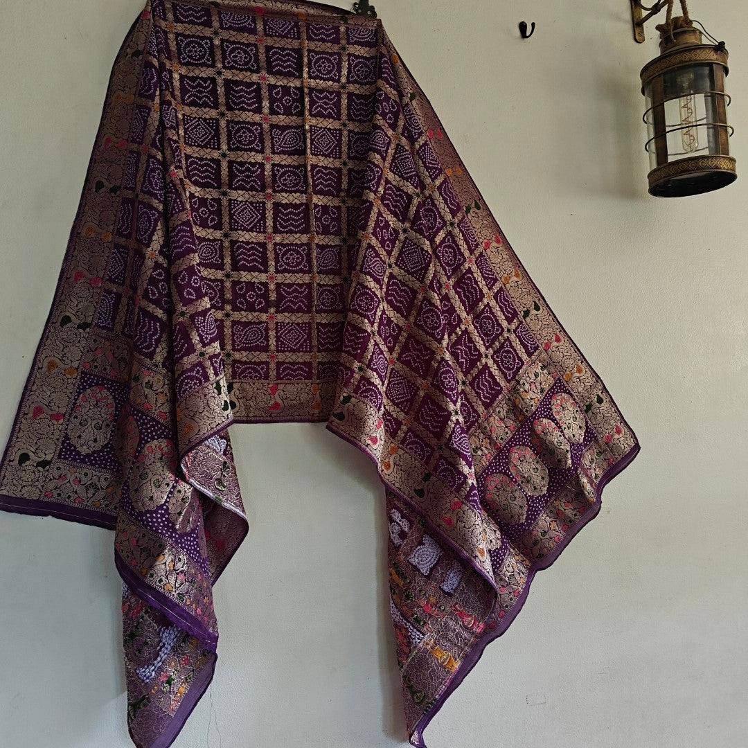 Silk Jacquard Purple dupatta