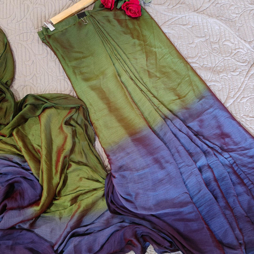 Ready To Wear Peacock shade Saree