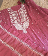 Wine Color Pure Mul handwork chikankari Kurta Dupatta set