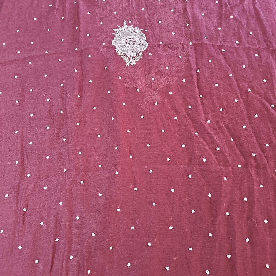 Wine Color Pure Mul handwork chikankari Kurta Dupatta set