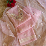 Parsi Embroidery Pink Pure Organza suit