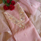 Parsi Embroidery Pink Pure Organza suit