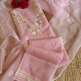 Parsi Embroidery Pink Pure Organza suit