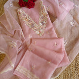 Parsi Embroidery Pink Pure Organza suit