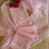 Parsi Embroidery Pink Pure Organza suit